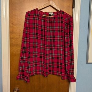 J. Crew Red Plaid Blouse